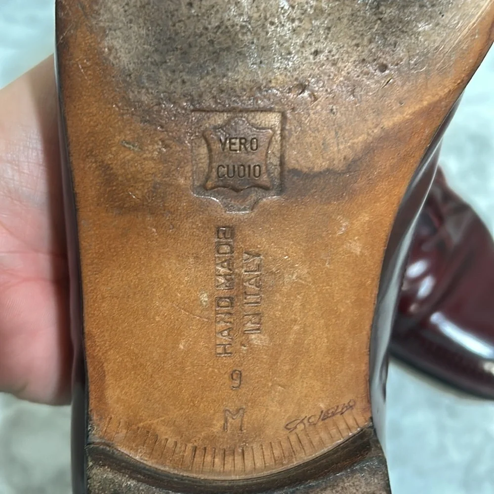 BRUNO MAGLI STEWARD MENS DRESS SHOES LEATHER MADE IN ITALY BURGUNDY Sz 9 - Picture 6 of 11